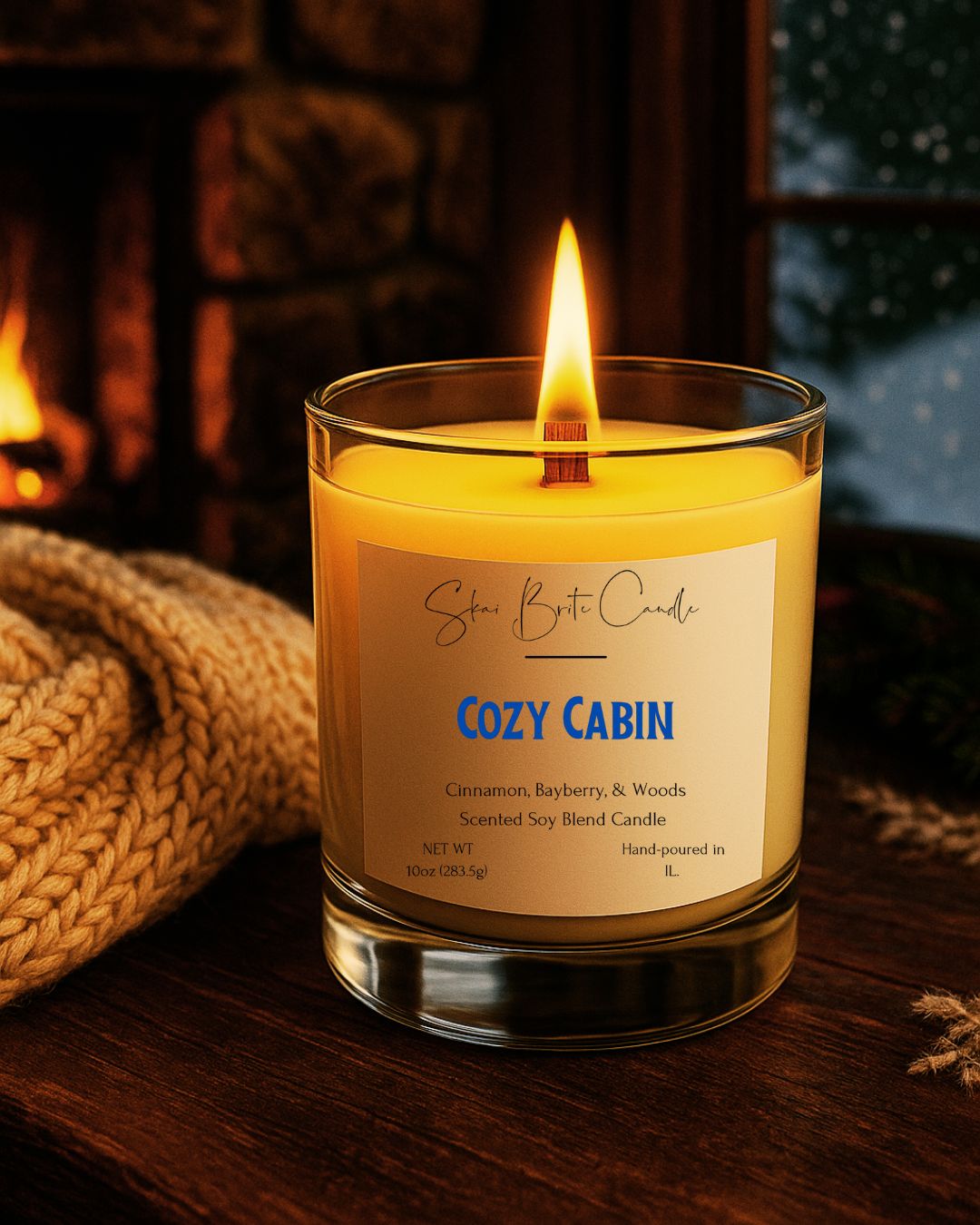 Cozy Cabin – Cinnamon Bayberry & Woods 10oz Candle | Warm, Spicy, and Inviting