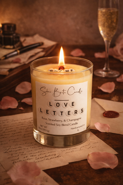 Love Letters – Rose, Strawberry & Champagne 10oz Hidden Message Candle | Non-Toxic & Long-Lasting