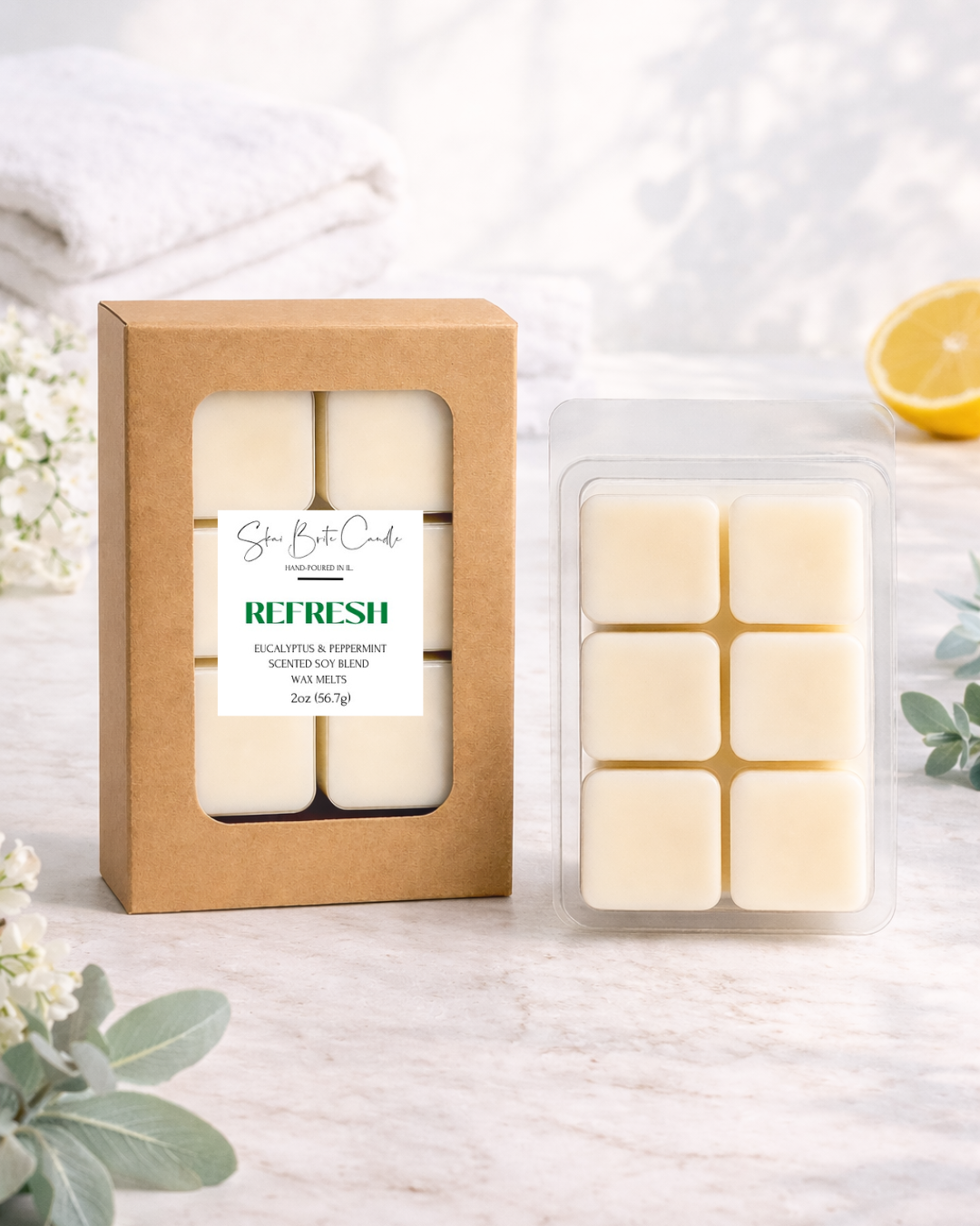 Refresh Eucalyptus & Peppermint Wax Melts | Invigorating & Clean-Burning