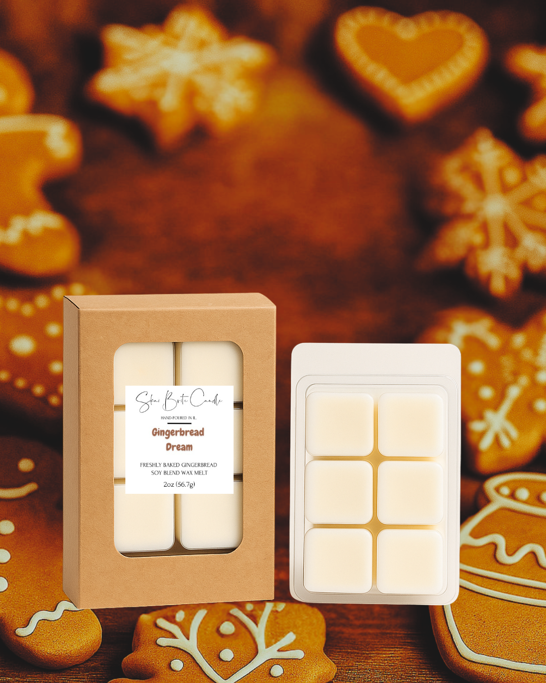 Gingerbread Dream – Cozy Spiced Gingerbread Wax Melts| Non-Toxic & Long-Lasting