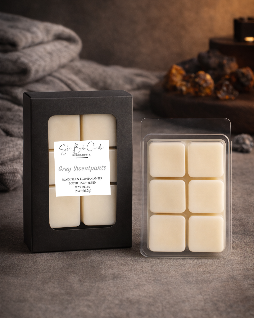 Grey Sweatpants – Egyptian Amber & Black Sea Wax Melts | Masculine & Bold