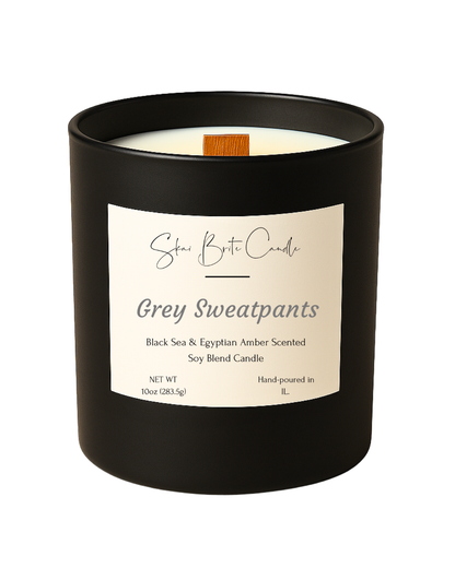 Grey Sweatpants – Egyptian Amber & Black Sea  10oz Candle | Masculine & Bold