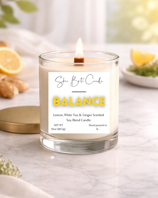 Balance – Lemon, White Tea & Ginger 10oz Candle| Refreshing & Uplifting